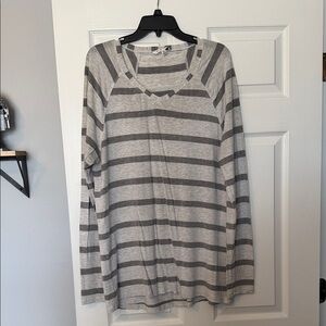 CAbi Heather Gray Striped Top